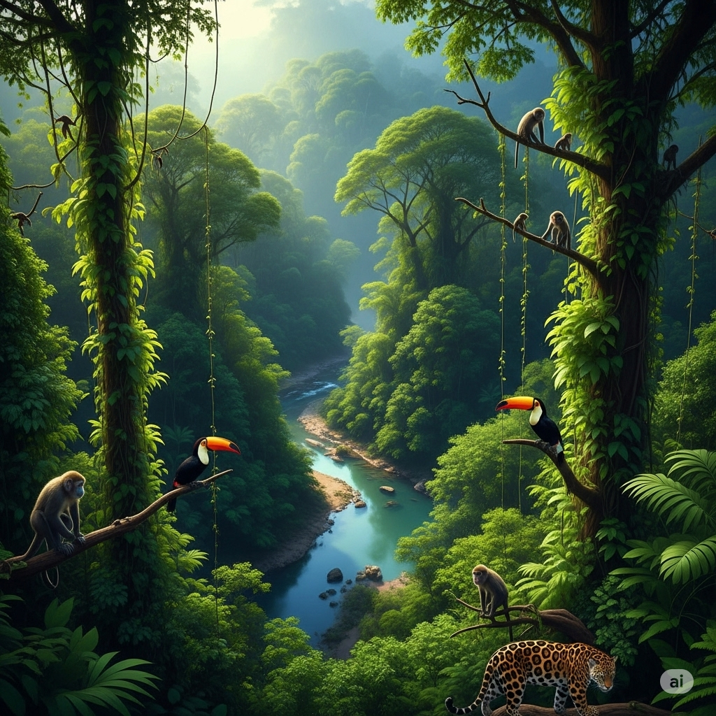 Vibrant forest ecosystem